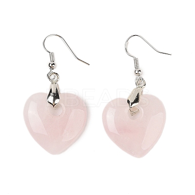 Natutal Rose Quartz Dangle Earrings EJEW-F343-D05-1