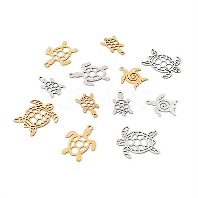 16Pcs 8 Style 201 Stainless Steel Filigree Joiners Links & Pendants STAS-PJ0001-37-1