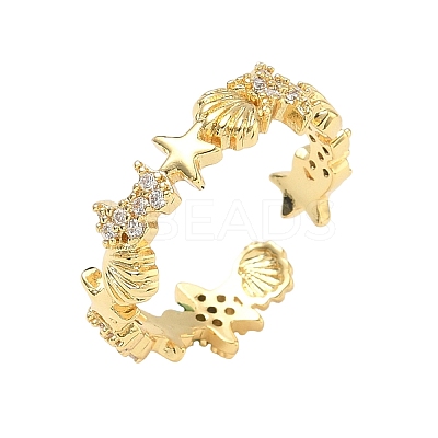 304 Stainless Steel Cubic Zirconia Cuff Open Rings for Women RJEW-Z122-02G-03-1