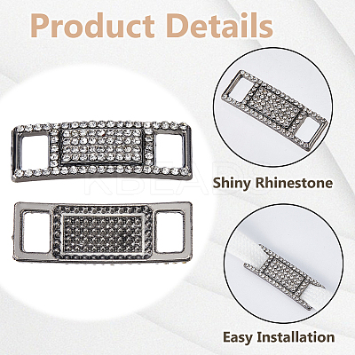 12Pcs Alloy Glass Rhinestone Shoelace Buckle FIND-HS0002-48B-1
