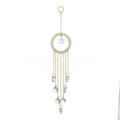 Glass Star Pendant Decorations HJEW-JM01113-02-1