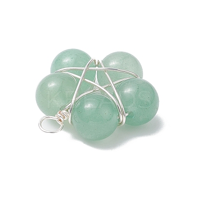 Brass Wire Wrapped Natural Gemstone Pendants PALLOY-TA00033-02-1