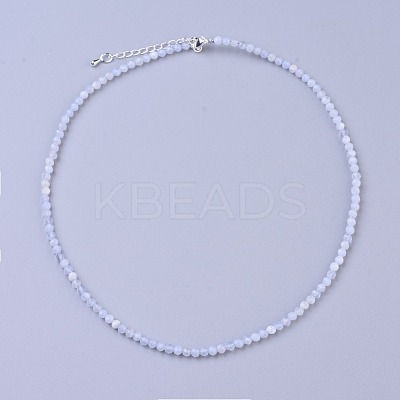 Natural Blue Lace Agate Beaded Necklaces NJEW-K114-B-A08-1