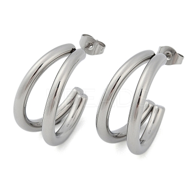 Non-Tarnish Moon 304 Stainless Steel Stud Earrings for Women EJEW-Z060-02P-1