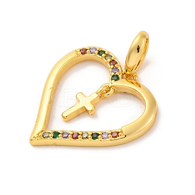 Brass Micro Pave Cubic Zirconia Pendants KK-U033-10G-02-1