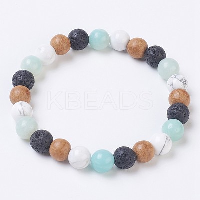 Natural Flower Amazonite Stretch Bracelets BJEW-JB03682-01-1