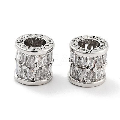 Brass Micro Pave Clear Cubic Zirconia Beads KK-P271-43P-A-1