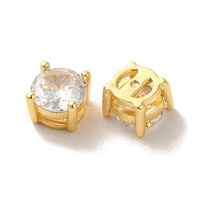 Brass with Single Clear Cubic Zirconia Beads X-KK-H461-09A-G-1