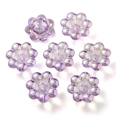 UV Plating Rainbow Iridescent Acrylic Beads OACR-P010-04D-1