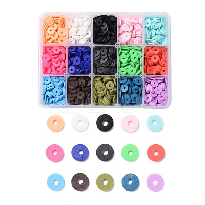 150G 15 Colors Handmade Polymer Clay Beads CLAY-JP0001-13-8mm-1