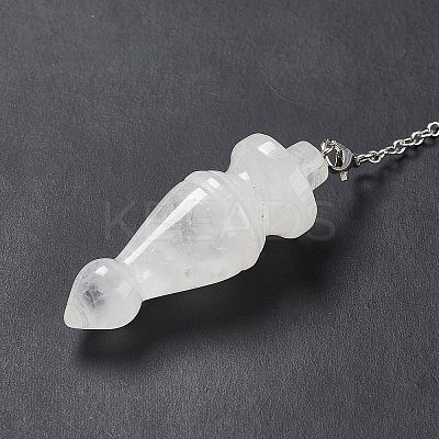 Natural Quartz Crystal Pointed Dowsing Pendulums AJEW-B020-03P-08-1