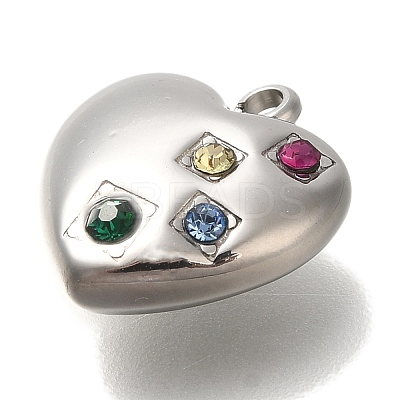 304 Stainless Steel Colorful Rhinestone Charms STAS-P371-065P-1
