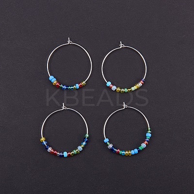 Brass Wine Glass Charm Rings Hoop Earrings KK-PH0028-01S-1