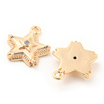Brass Micro Pave Cubic Zirconia Charms KK-E090-35G-1