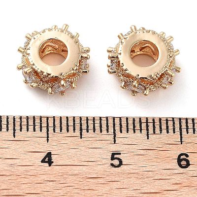 Brass Micro Pave Clear Cubic Zirconia European Beads KK-U028-25G-1