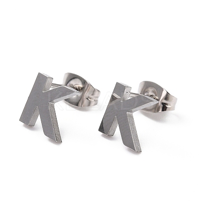 Tarnish Resistant 304 Stainless Steel Greek Alphabet Stud Earrings STAS-D007-07P-14-1