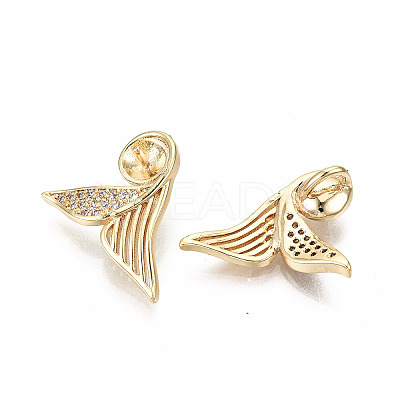 Brass Micro Pave Clear Cubic Zirconia Peg Bails Pendants KK-T056-93G-NF-1