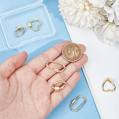 6Pcs 3 Styles Brass Screw Carabiner Lock Charms KK-UN0002-01-1