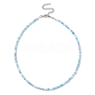 3Pcs 3 Color Glass Seed Beaded Necklaces Set NJEW-JN04334-1