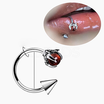 Claw Cone 304 Stainless Steel Cubic Zirconia Hoop Lip Rings FS-WG1AB27-03-1