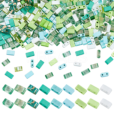 300Pcs 10 Colors 2-Hole Baking Paint Glass Seed Beads SEED-ME0001-31-1