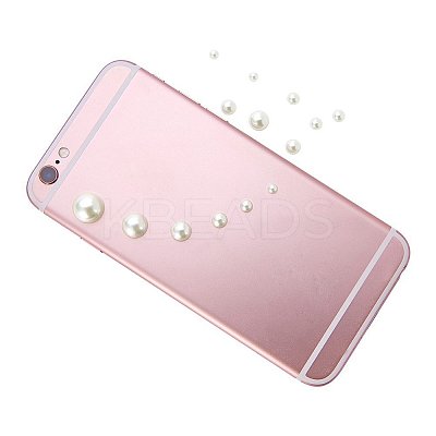 Beige Imitation Pearl Beads Acrylic Dome Cabochons Assorted Mixed Sizes 4-12mm Flat Back Pearl Cabochons SACR-PH0001-24-1