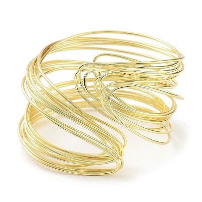 Rack Plating Brass Cuff Bangles for Women BJEW-D032-04G-1