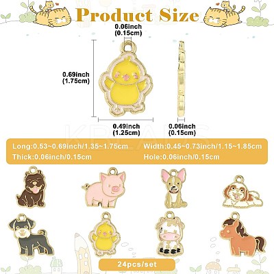 24Pcs 8 Styles Zinc Alloy Enamel Pendants ENAM-FS0004-05-1