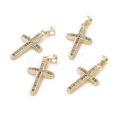 Brass Micro Pave Colorful Cubic Zirconia Pendants X-ZIRC-Z019-17G-NR-1