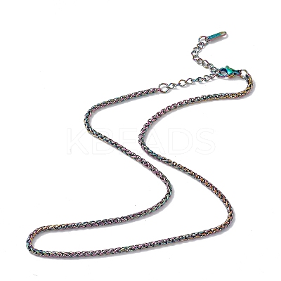 Ion Plating(IP) 304 Stainless Steel Wheat Chain Necklace for Men Women NJEW-K245-021A-1