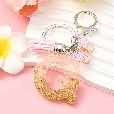 Resin & Acrylic & Faux Suede Tassel Keychain KEYC-YW00123-07-1