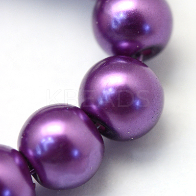 Baking Paint Pearlized Glass Pearl Round Bead Strands HY-Q330-8mm-37-1
