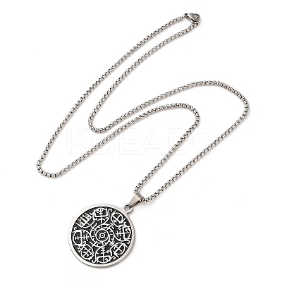 Vintage Round Coin Pendant Necklaces LS-NJEW-A023-04P-1