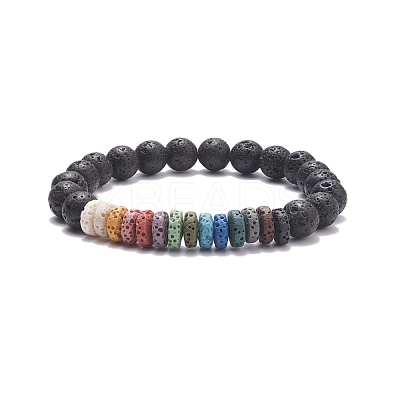 Natural Lava Rock Beaded Stretch Bracelet BJEW-TA00094-1