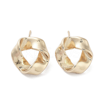 Twist Ring Alloy Studs Earrings for Women EJEW-H309-12KCG-1