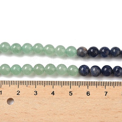 Chakra Natural Red Jasper & Yellow Jade & Green Aventurine & Tiger Eye & Sodalite & Amethyst Beads Strands X-G-NH0002-E02-6mm-1