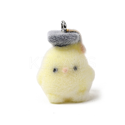 Flocking Opaque Resin Pendants RESI-G123-01K-1