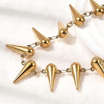 304 Stainless Steel Spiked Cone Link Chain Necklaces for Women NJEW-G192-01G-1
