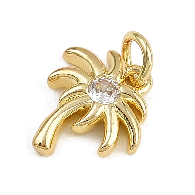 Coconut Tree Brass Micro Pave Clear Cubic Zirconia Charms KK-Z123-06G-1