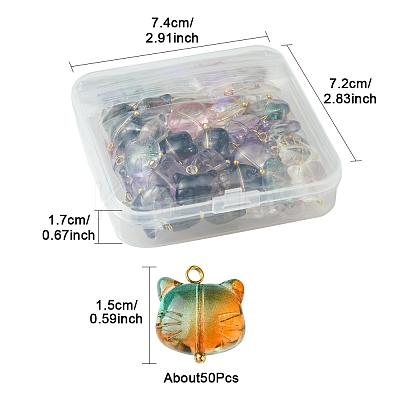 50Pcs Glass Pendants PALLOY-FS00030-1