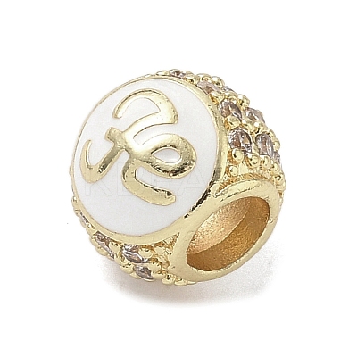 Real 18K Gold Plated Brass Micro Pave Cubic Zirconia Barrel European Beads KK-K368-19G-02-1