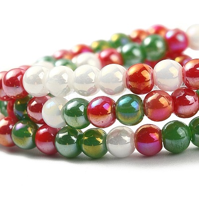 Opaque Electroplate Glass Beads Strands GLAA-YW0003-20-1