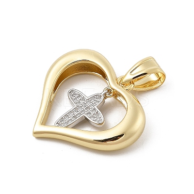 Brass Micro Pave Cubic Zirconia Pendants KK-U047-23G-04-1
