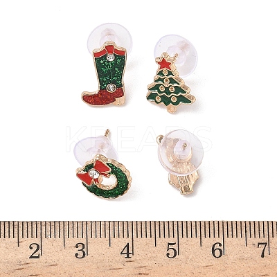 4Pcs Christmas Theme Alloy Enamel Stud Earrings EJEW-B068-02KCGG-03-1