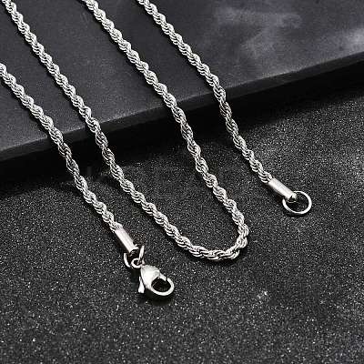 Tarnish Resistant 304 Stainless Steel Rope Chain Necklaces STAS-S029-01-1