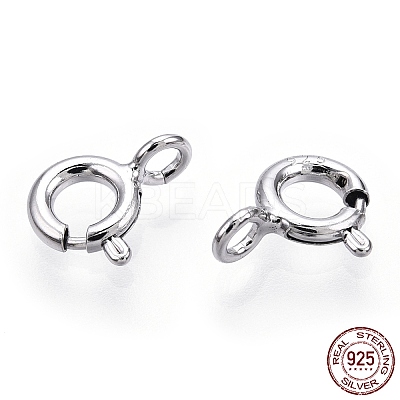 Rhodium Plated 925 Sterling Silver Spring Ring Clasps LS-STER-T004-81A-P-1