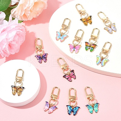 6Pcs Butterfly Alloy Enamel Pendant Decorations HJEW-YW00062-01-1
