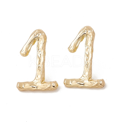 Brass Number Stud Earrings with 925 Sterling Silver Pins for Women EJEW-A077-01A-1