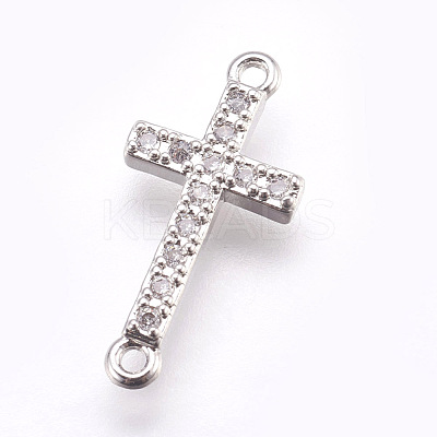 Brass Micro Pave Cubic Zirconia Links ZIRC-E152-43P-RS-1