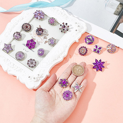 20Pcs Alloy Rhinestone Snap Button BUTT-GO0001-03A-1